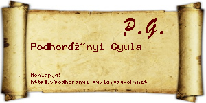 Podhorányi Gyula névjegykártya