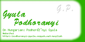 gyula podhoranyi business card